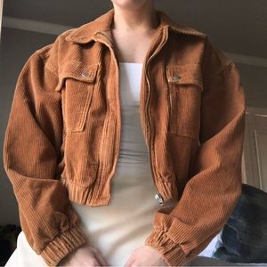 Women’s Burnt Orange / Rust Corduroy Cropped Light Weight Jacket